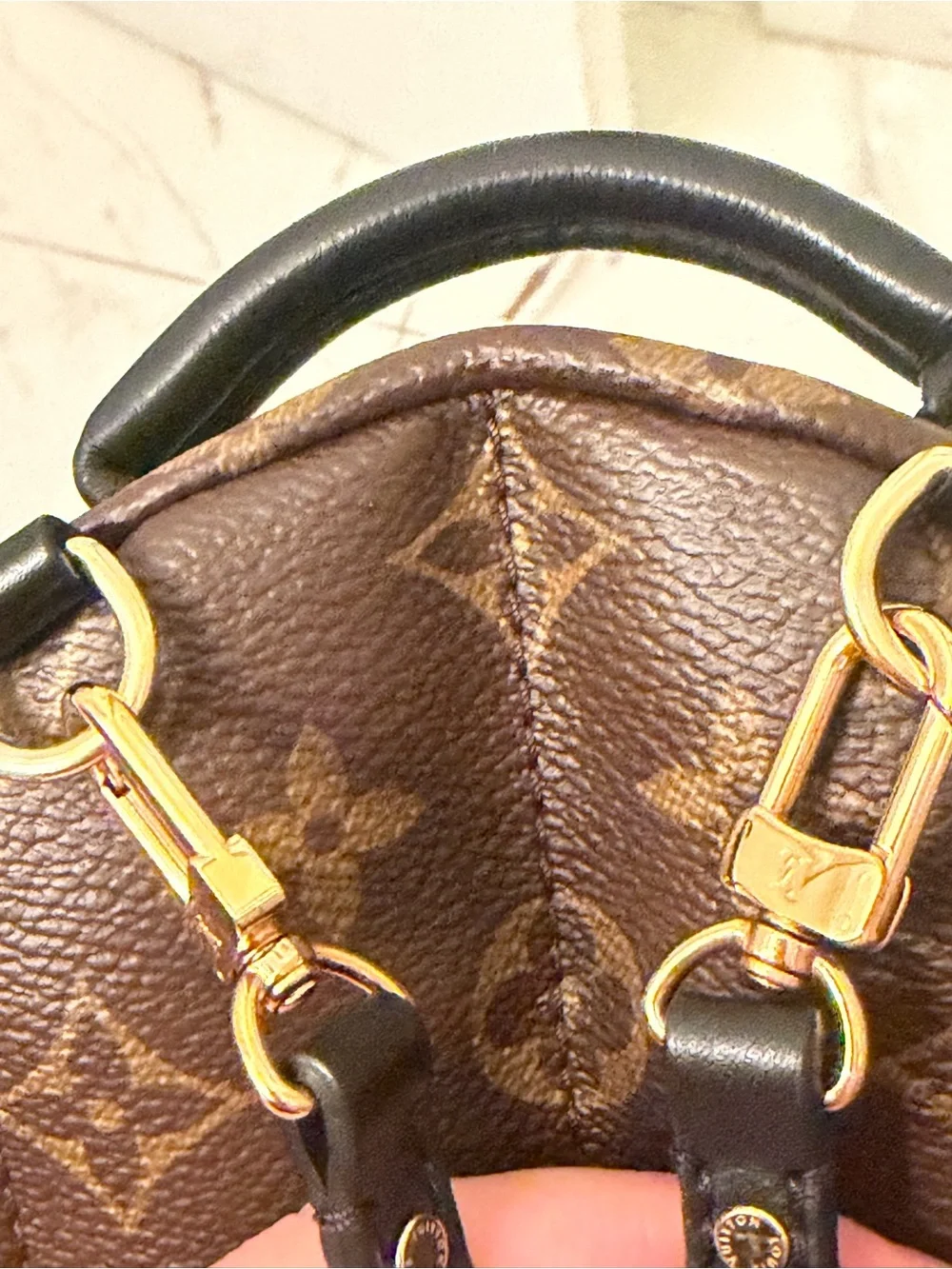 Louis Vuitton Monogram Canvas Mini Backpack in Brown and Gold